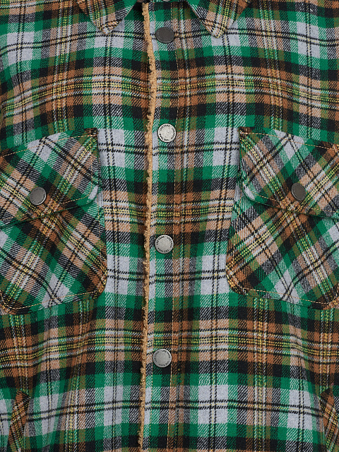 Green Checked Faux Fur Lined Shirt, 3