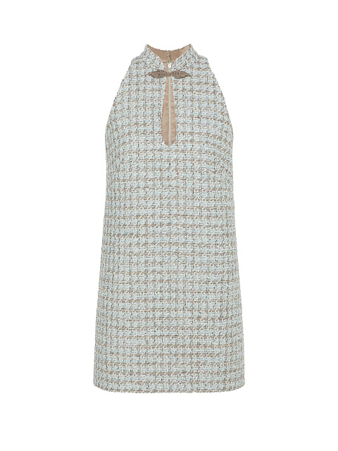 Mint Beige Tweed Mini Dress, 1
