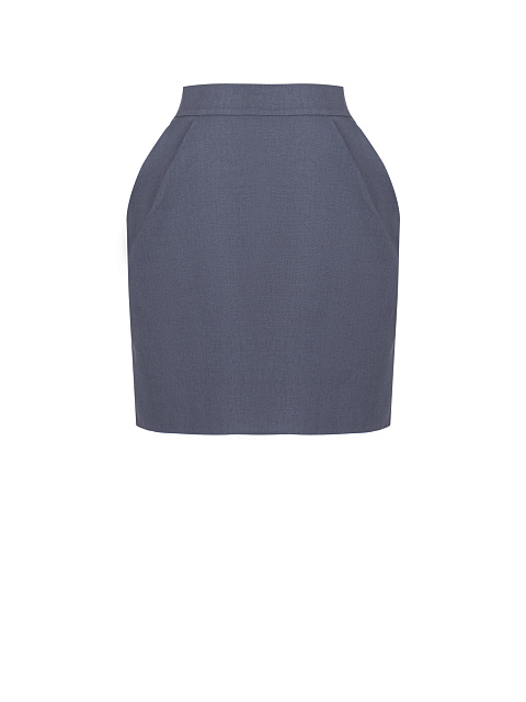 Roses Embroidered Indigo Blue Linen Mini Skirt, 1 Roses Embroidered Indigo Blue Linen Mini Skirt, 1