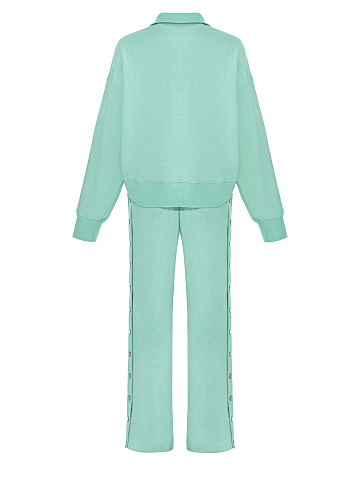 Mint Green "Yana" Embroidered Jersey Suit, 2