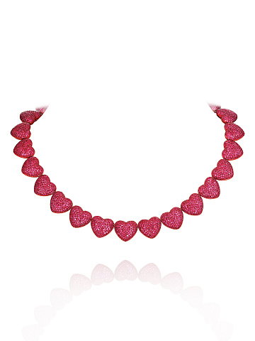 Red Rhodium Plated Gold & Heart-Shaped Ruby Necklace, 1