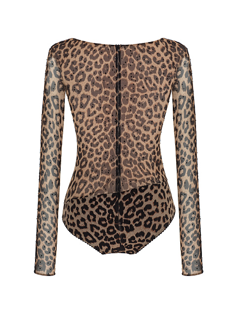 Bodysuit with leopard print and rhinestones, 2 Bodysuit with leopard print and rhinestones, 2