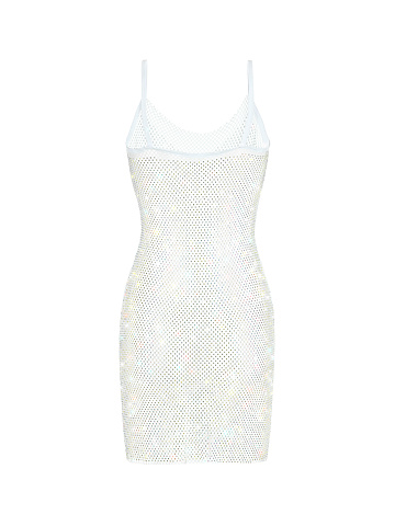 White Rhinestones Mesh Dress, 2