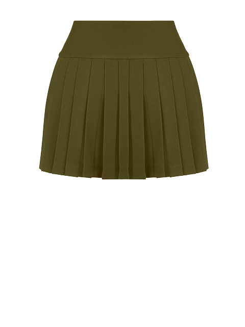 Khaki Pleated Mini Skirt, 2