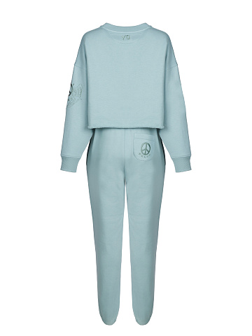 Light Blue Jersey Set With Cropped Sweatshirt, 2