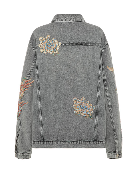 Grey denim jacket with embroidery, 4