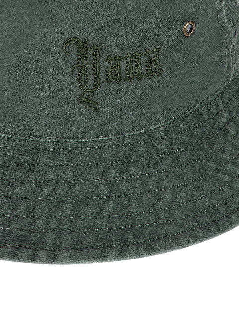 Green Embroidered Cotton Bucket Hat, 3