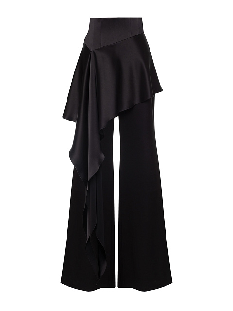 Black Silk Trousers With Asymmetrical Flounce, 1