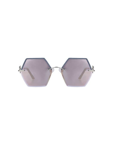 Pink Mirrored Hexagon Sunglasses in Silver Frame, 2