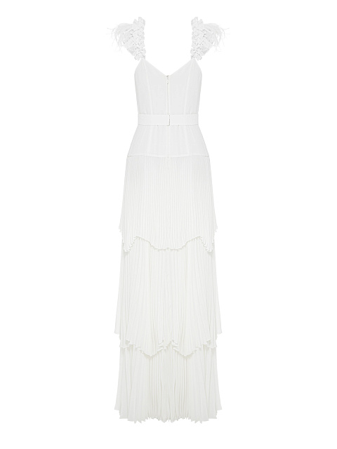 Chiffon maxi dress with feathers, 2