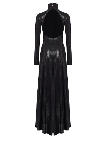 Black Rayon Lurex Maxi Dress, 2