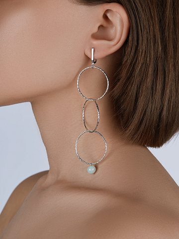 Silver & Jade Beads Earrings, 2