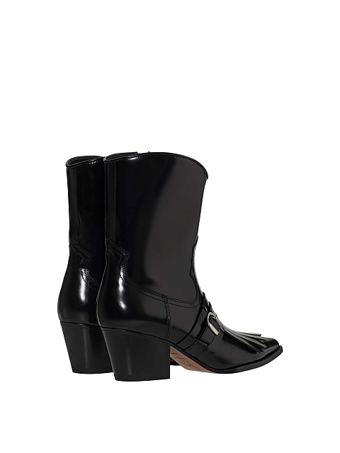 Black leather cowboy boots, 4