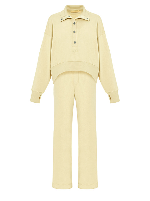 Pale Yellow "Yana" Embroidered Jersey Suit, 1 Pale Yellow "Yana" Embroidered Jersey Suit, 1