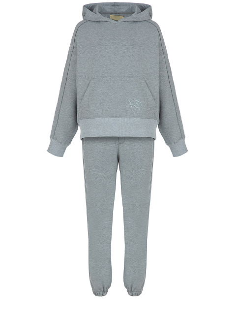 Grey Jersey Set With Lily Embroidery, 1