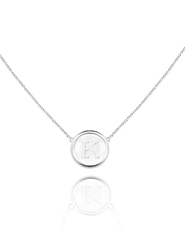 White Gold & Rock Crystal Letter "K" Necklace, 1