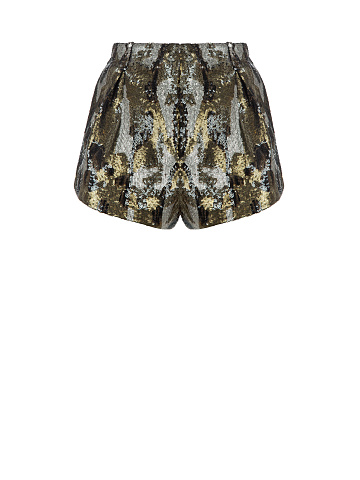 Khaki Sequined Shorts, 1