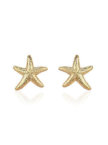 Yellow gold starfish stud earrings, 1
