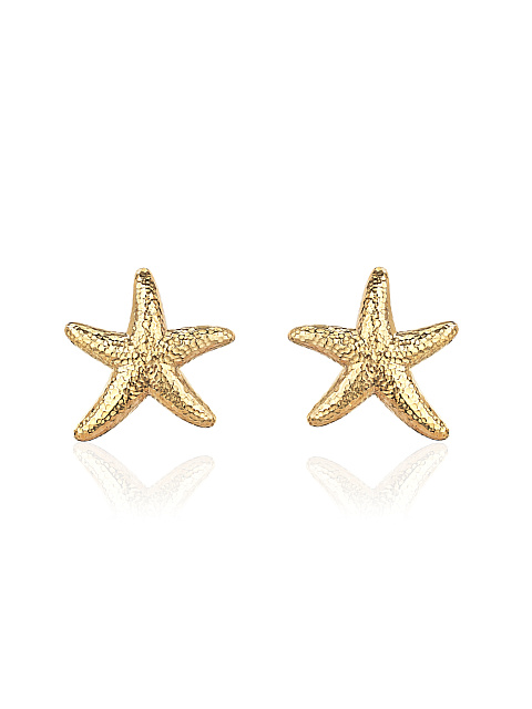 Yellow gold starfish stud earrings, 1