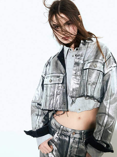 Silver Plated Black Denim Jacket, 9 Silver Plated Black Denim Jacket, 9