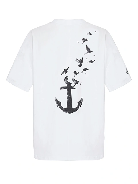 Men's Printed Anchor White Cotton T-shirt, 2 Men's Printed Anchor White Cotton T-shirt, 2