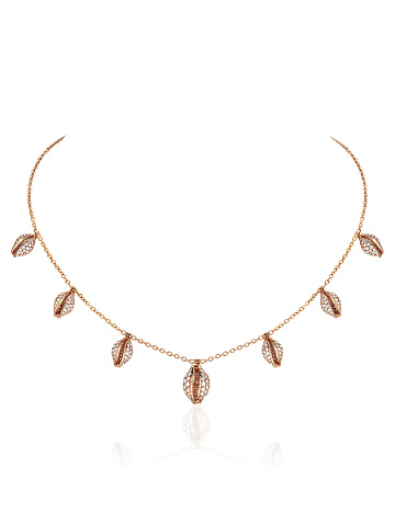 Rose gold necklace with shell-shaped pendants, 1