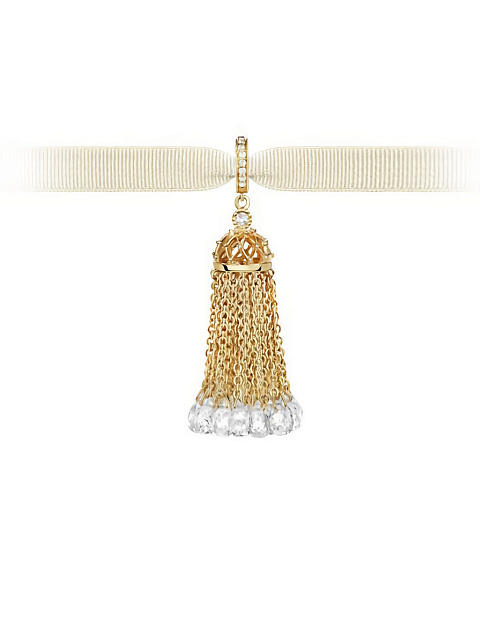 Briolette Topaz, Round Topaz & Gold Tassel Pendant, 1