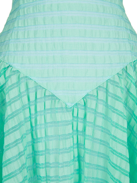 Turquoise Striped Chiffon Top & Midi Skirt, 4