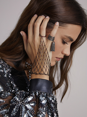 Black Gold Diamond Tassel Ring, 2