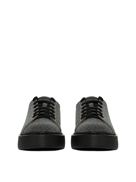 Grey Denim & Leather Sneakers, 2