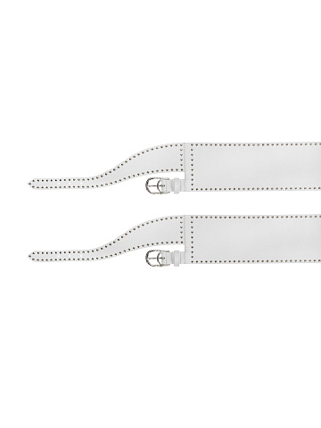 White Leather Wide Double Belt, 2
