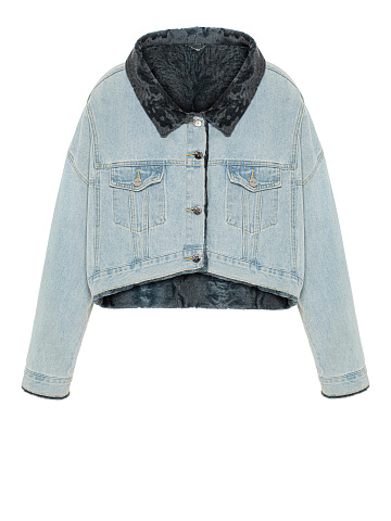 Light Blue Denim & Astrakhan Fur Jacket, 1