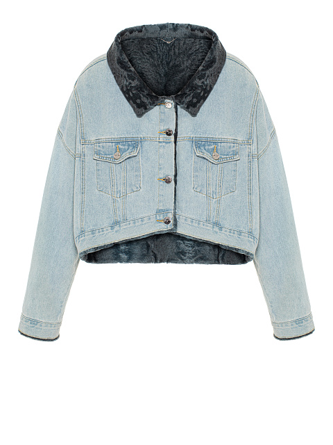 Light Blue Denim & Astrakhan Fur Jacket, 1