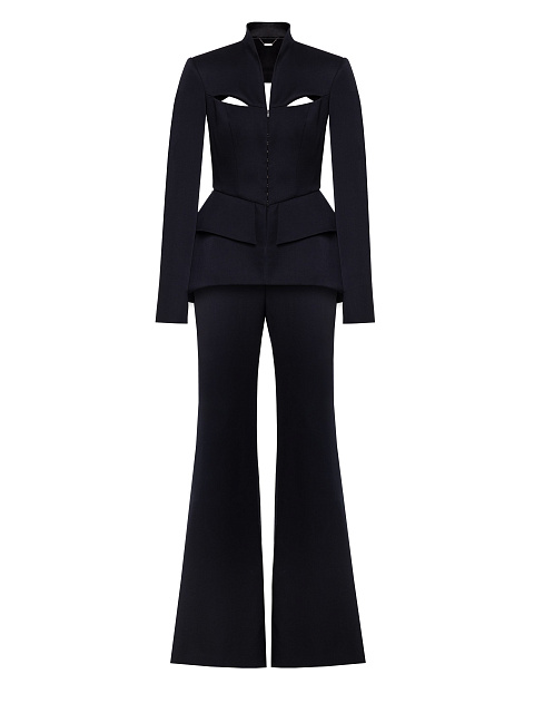 Black Two-piece Suit Of Jacket With Slits And Trousers, 1