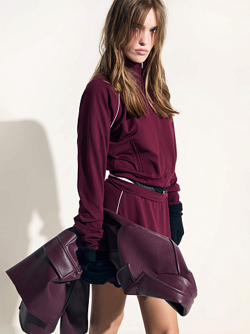 Bordeaux Tracksuit Of Sweatshirt And Mini Skirt, 2