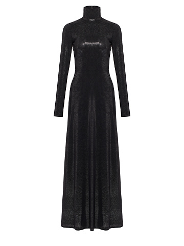 Black Rayon Lurex Maxi Dress, 1