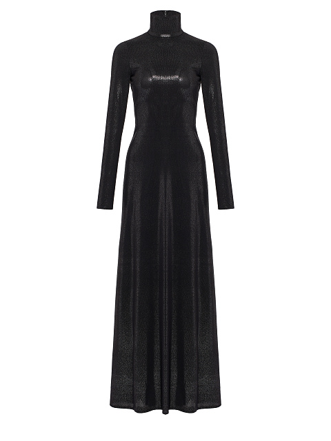 Black Rayon Lurex Maxi Dress, 1