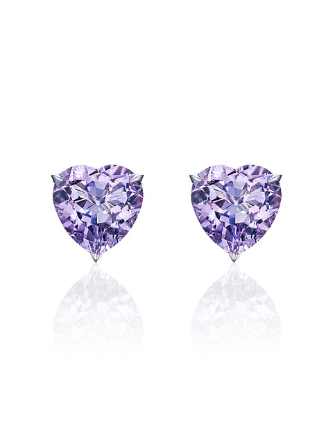 White Gold & Amethyst "Heart" Studs, 1
