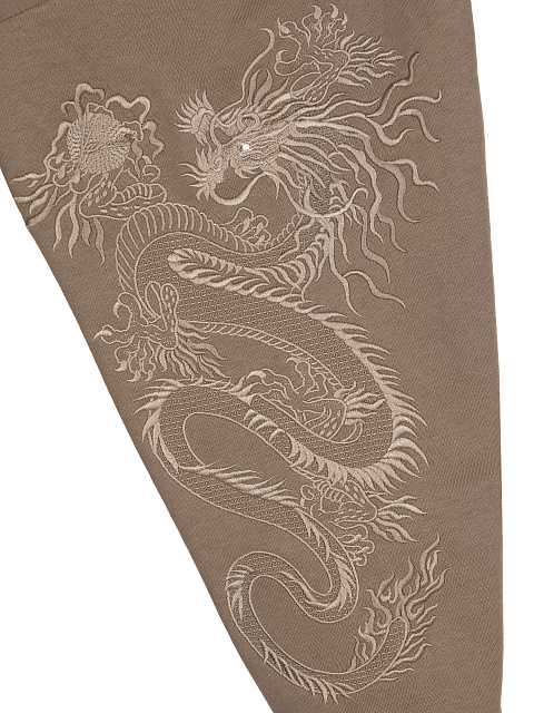 Dragons Embroidered Cocoa Jersey Suit, 4 Dragons Embroidered Cocoa Jersey Suit, 4