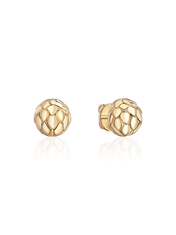 Small yellow gold stud earrings with scales, 1