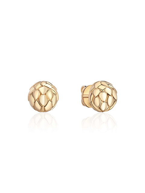 Small yellow gold stud earrings with scales, 1