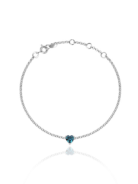 Blue Heart-Shaped Cubic Zirkonia & Silver Bracelet, 1