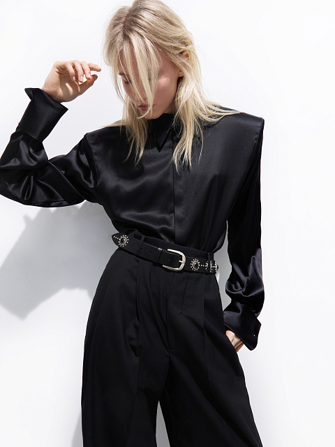 Black silk bodysuit blouse, 2 Black silk bodysuit blouse, 2