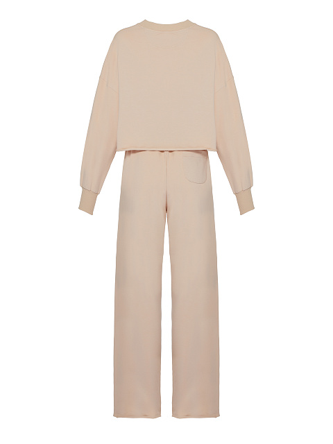 Tonal Embroidery Bad Girls Club Light Beige Jersey Set, 2