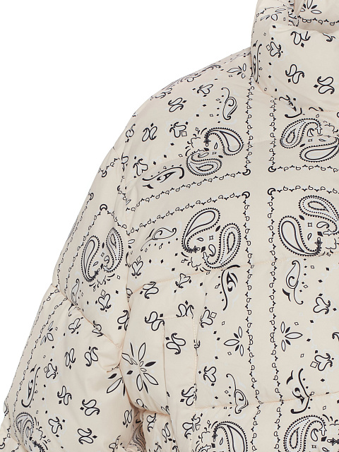 Milk‑colored cropped down jacket with paisley pattern, 3