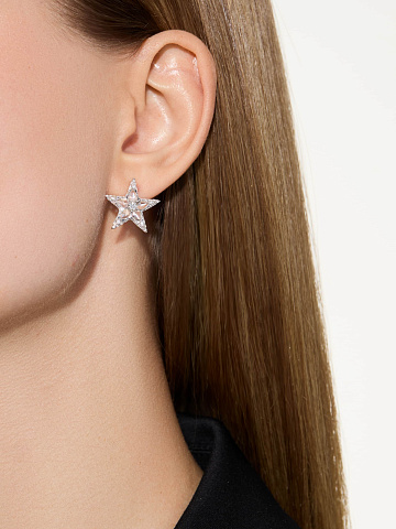 Star-shaped white gold earrings with diamonds, 2