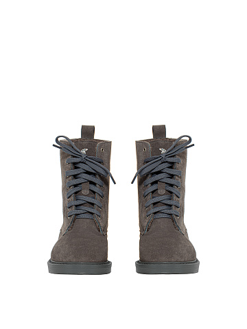 Mono Grey Velour & Fur Lace Up Boots, 2