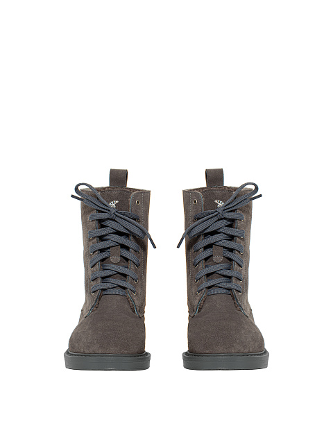 Mono Grey Velour & Fur Lace Up Boots, 2