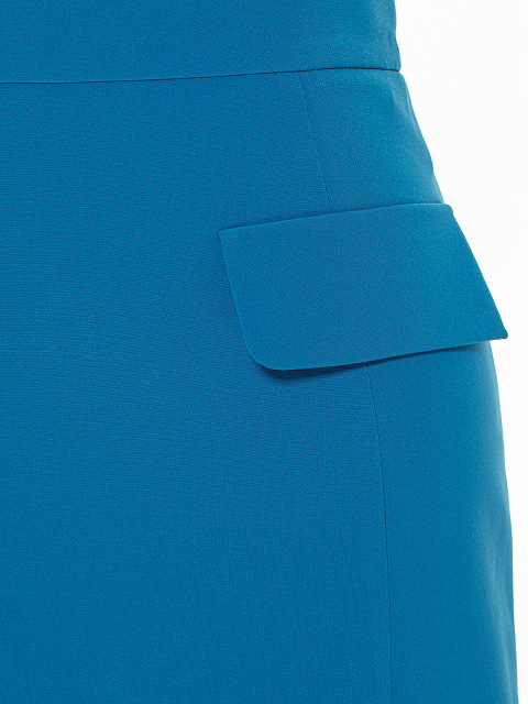 Electric Blue Wool Midi Skirt Suit, 5