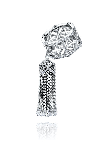 White Gold Diamond Tassel Ring, 1